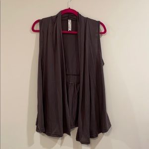 Plum Draped Sleeveless Cardigan